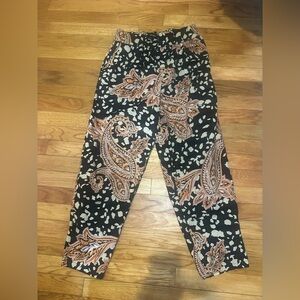 Who What Wear Womens Elastic Waist paisley pants 24”‎ Inseam Sz XS Boho